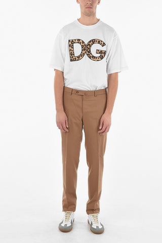 Stretchy Virgin Wool Twill Straight-leg Pants