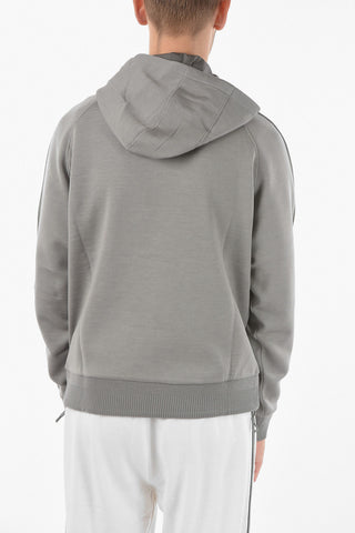 Nylon Details Wool Blend Hoodie