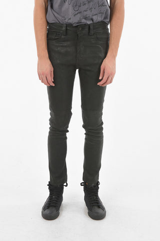 Slim Fit % Pockets Leather Pants