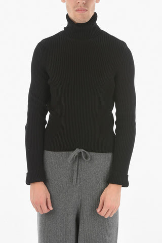 Ribbed Printed FREE Turtle Neck Sweater