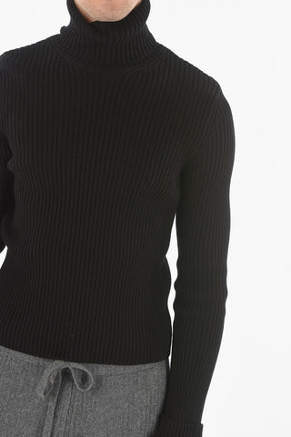 Ribbed Printed FREE Turtle Neck Sweater