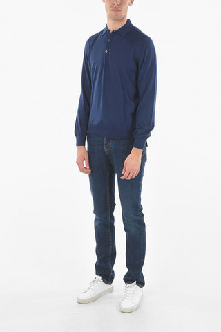 Maglia in Cashmere e Seta con Collo a Polo