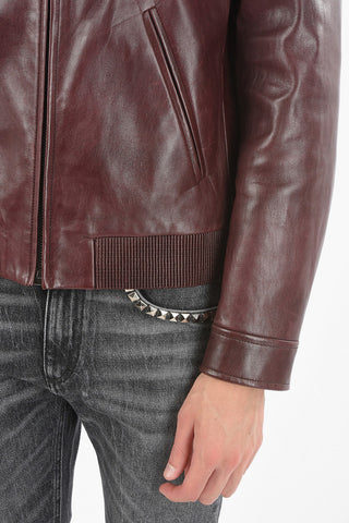 Buffed Soft Leather Jacket with Ribbed Hem