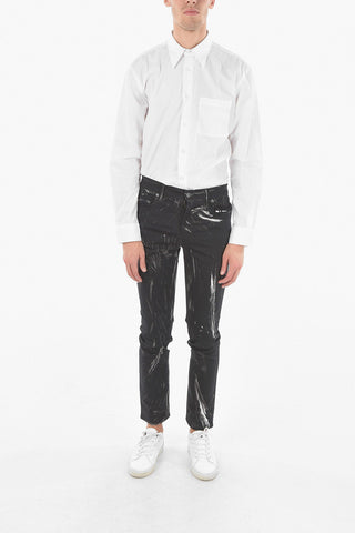 COUTURE! Pantaloni 5 Tasche Stampati Effetto Pennellate con Logo