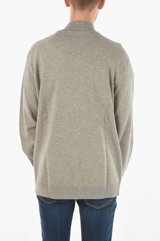 Maglia Mock Neck in Misto Cotone con Zip Frontale