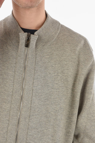 Maglia Mock Neck in Misto Cotone con Zip Frontale