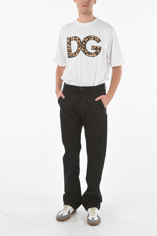 Denim Cargo Pants with Embroidered Logo