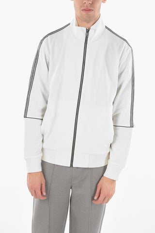 TM ZZEGNA Felpa Mock Neck in Lana con Bande Laterali a Contrasto