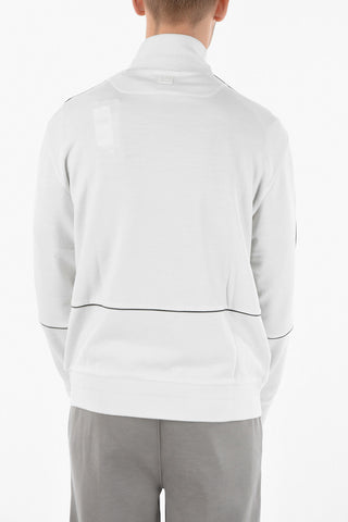 TM ZZEGNA Felpa Mock Neck in Lana con Bande Laterali a Contrasto