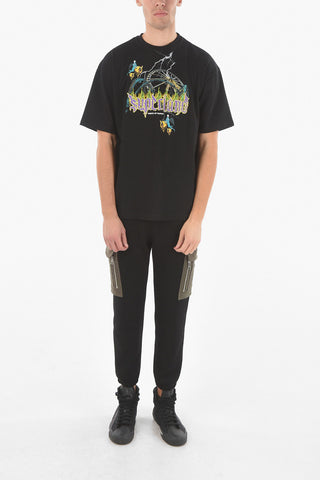 T-shirt Girocollo Stampata SUPERLAND Con Ricamo