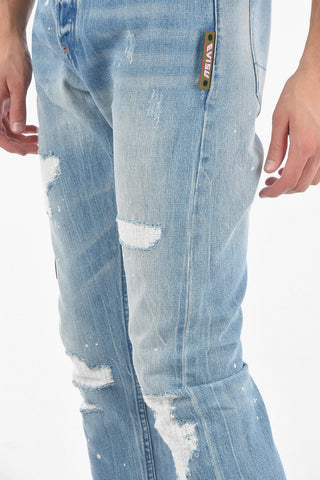 Vintage Effect Distressed Slim Fit Jeans