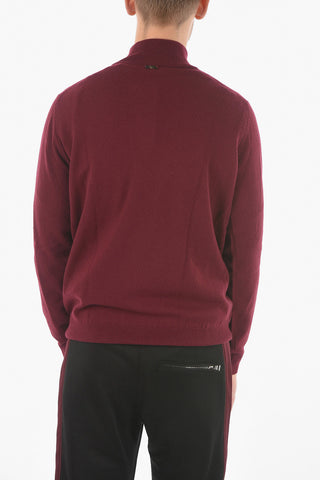Mock Neck Virgin Wool Blend Sweater with Half Zip