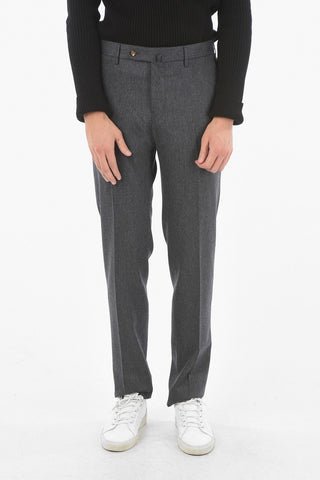 Pantaloni a Gamba Diritta in Lana Vergine Stretch