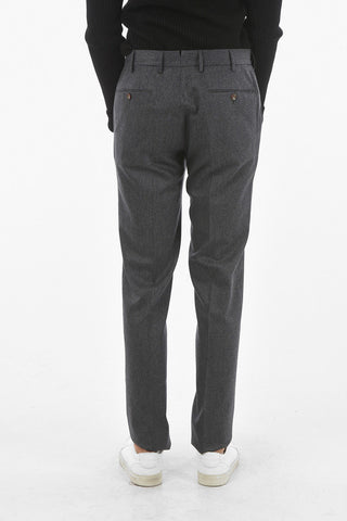 Pantaloni a Gamba Diritta in Lana Vergine Stretch