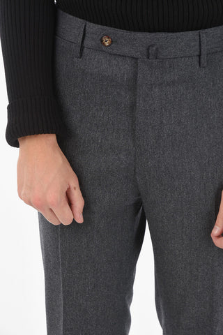 Pantaloni a Gamba Diritta in Lana Vergine Stretch