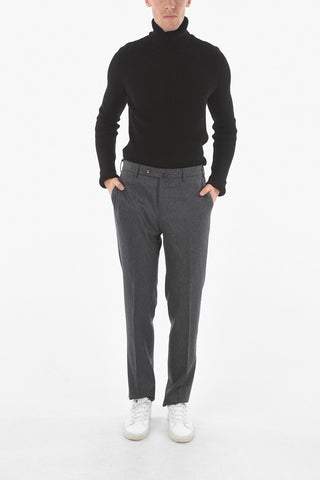 Pantaloni a Gamba Diritta in Lana Vergine Stretch