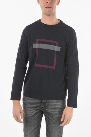 CC COLLECTION Long-sleeved Stretch Cotton Printed T-Shirt