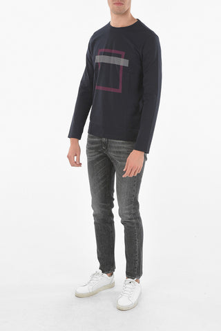 CC COLLECTION Long-sleeved Stretch Cotton Printed T-Shirt