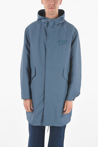 HOMME Nylon Z CAPUCHE Hooded Parka with Lettering Logo Embroidery