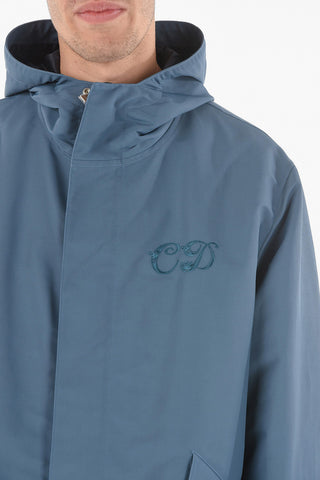 HOMME Nylon Z CAPUCHE Hooded Parka with Lettering Logo Embroidery