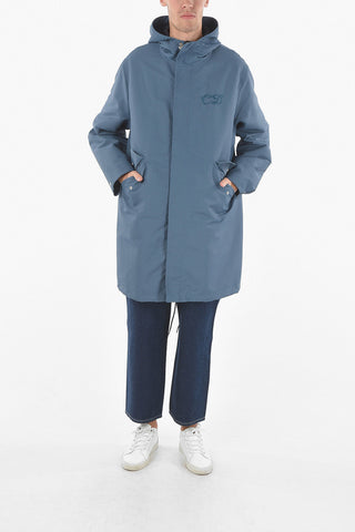 HOMME Nylon Z CAPUCHE Hooded Parka with Lettering Logo Embroidery