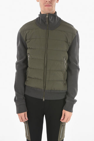 Merino Wool Quilted Jacket with Funnel Neck