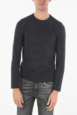 CC COLLECTION Long-sleeved Stretch Cotton Printed T-Shirt