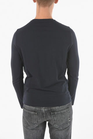 CC COLLECTION Long-sleeved Stretch Cotton Printed T-Shirt