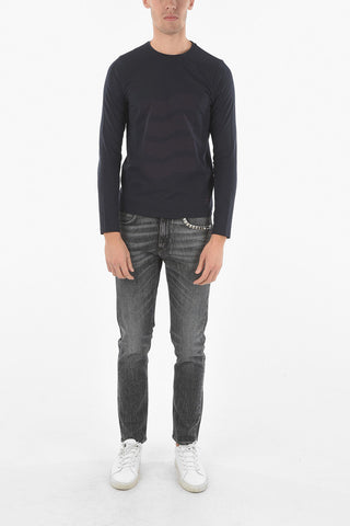 CC COLLECTION Long-sleeved Stretch Cotton Printed T-Shirt