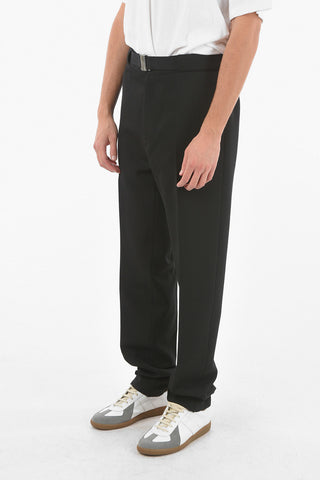 Stretchy Waist Wool Pants With Buckle