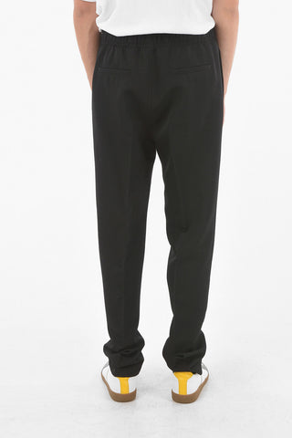 Stretchy Waist Wool Pants With Buckle