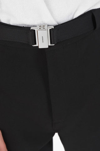 Stretchy Waist Wool Pants With Buckle