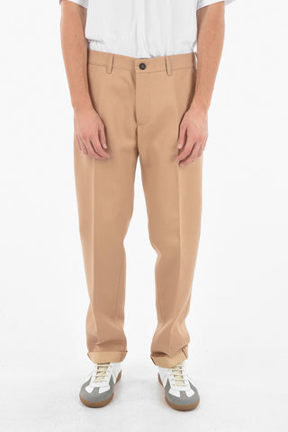 Cuffed Ankles Wool Blend Chino Pants
