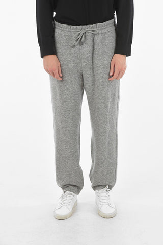 Pantaloni Joggers in Misto Lana con Elastico in Vita