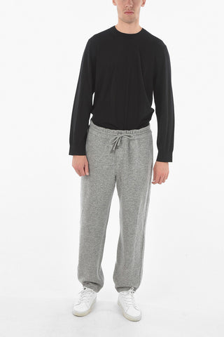 Pantaloni Joggers in Misto Lana con Elastico in Vita