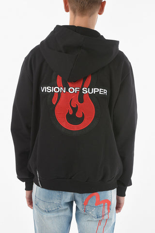 Felpa Zip Con Cappuccio e Maxi Patch Logo