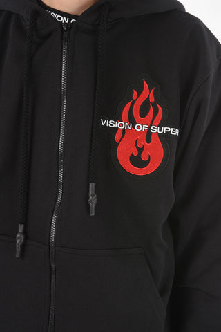 Felpa Zip Con Cappuccio e Maxi Patch Logo