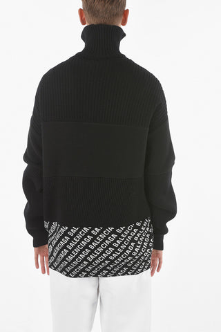 Virgin Wool-blend Oversized Half-zip Sweater with Monogram Jacquard Detailing