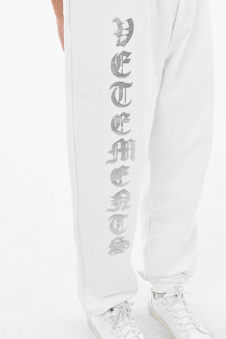 Brushed Cotton Joggers With Silver Logo Print