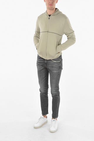 ID Front Zipped Stretch Cotton Hoodie