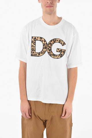 Maxi Leopard logo Patch Crewneck T-shirt