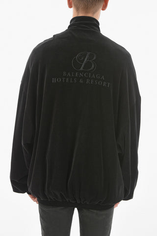 HOMEWEAR Felpa Full zip Oversize in Velour con Ricamo Logo