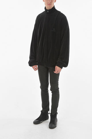HOMEWEAR Felpa Full zip Oversize in Velour con Ricamo Logo