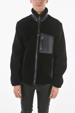 Giubbotto Shearling con Taschino e Coulisse al Collo
