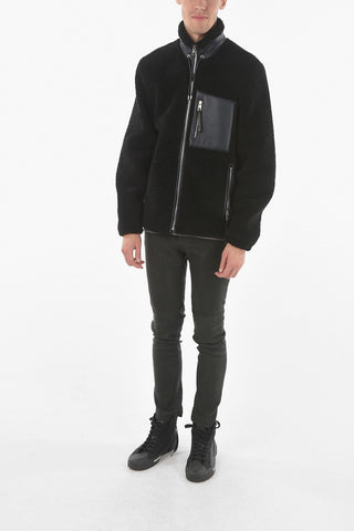 Giubbotto Shearling con Taschino e Coulisse al Collo
