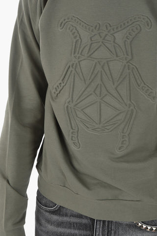 CC COLLECTION Crew Neck Embossed Motif ROMAO Hooded Sweatshirt