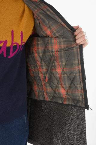 Herringbone Virgin Wool Coat with Removable Padded Vest