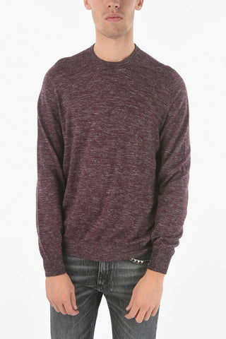 Crew Neck Tweed Wool Blend Sweater
