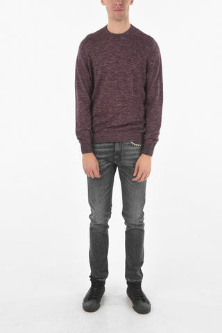 Crew Neck Tweed Wool Blend Sweater