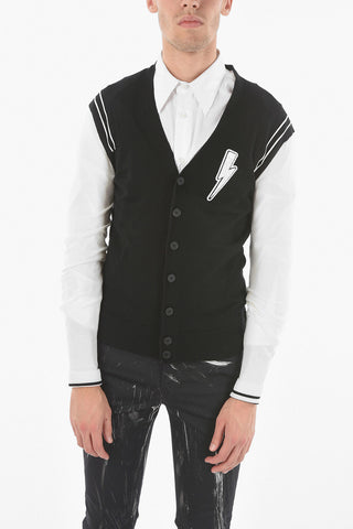 Thunderbolt Patch Wool Cardigan